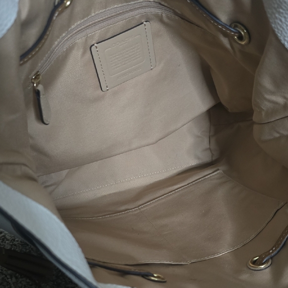 Coach Andy Cream & Brown Embroidery Pebbled Leather Tote (METAL HANGTAG)(EUC)🤎✨ - Picture 10 of 13